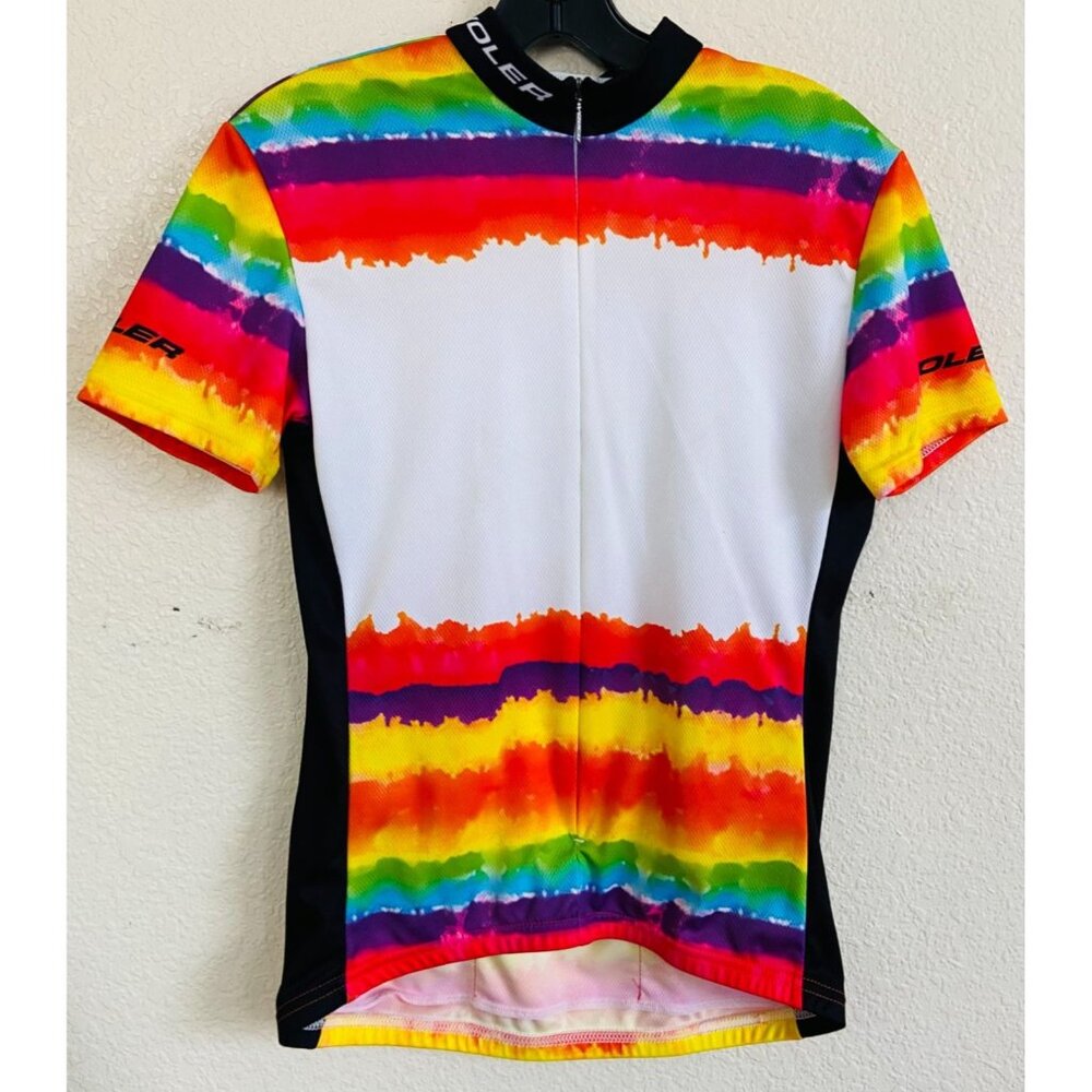 Voler Cycling Jersey Womens Short Sleeve MEDIUM 3/4 Zip Tie Dye Pride